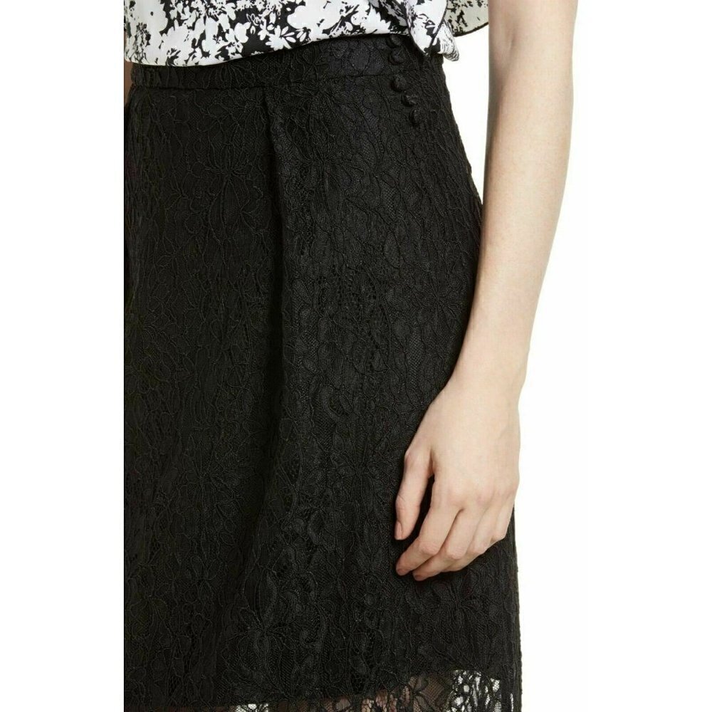 LEWIT Women's Black Lace Midi Skirt Size 6 $349 - Picture 6 of 13